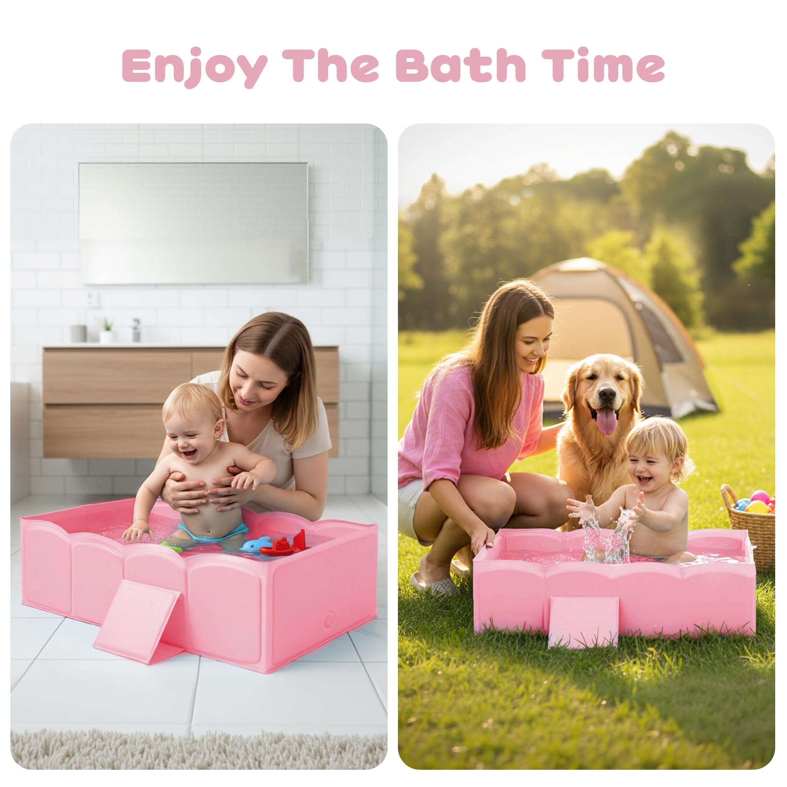 IceCTR pink baby tub designed for ages 6 months to 4 years.