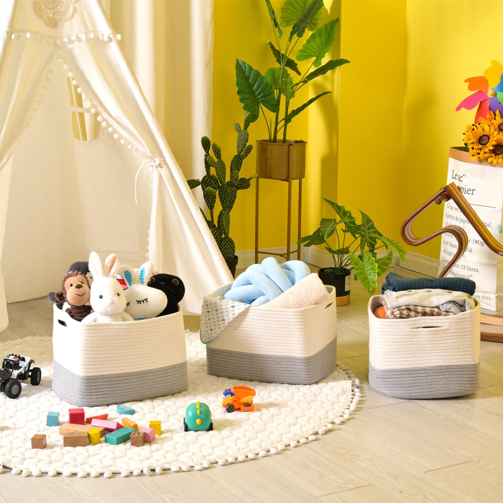 ICERZCZ 3-pack storage bins, versatile for living room and office.
