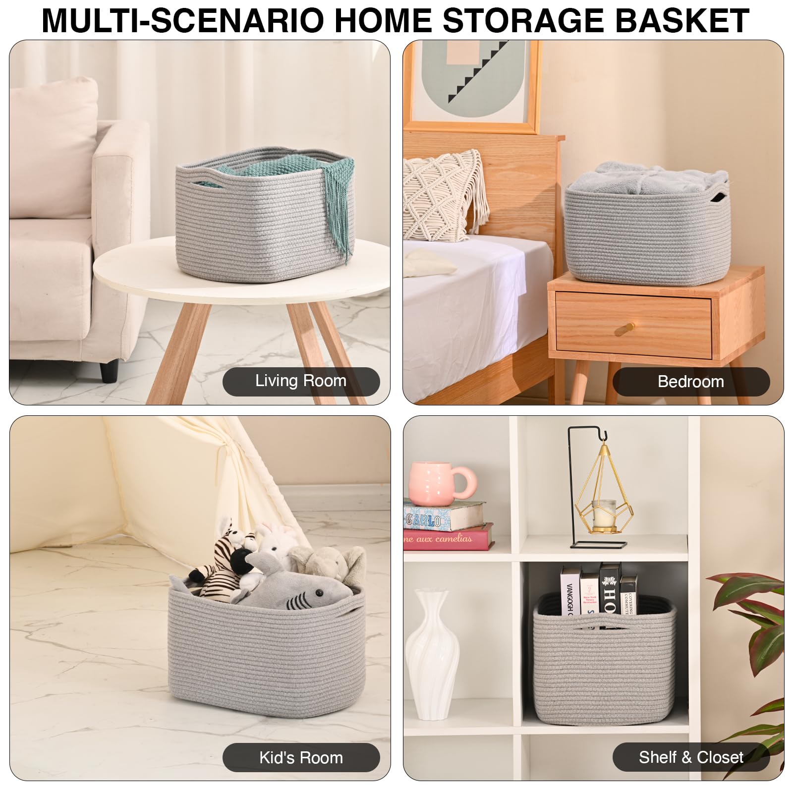 ICERZCZ basket with handles offers easy portability for reorganizing spaces.