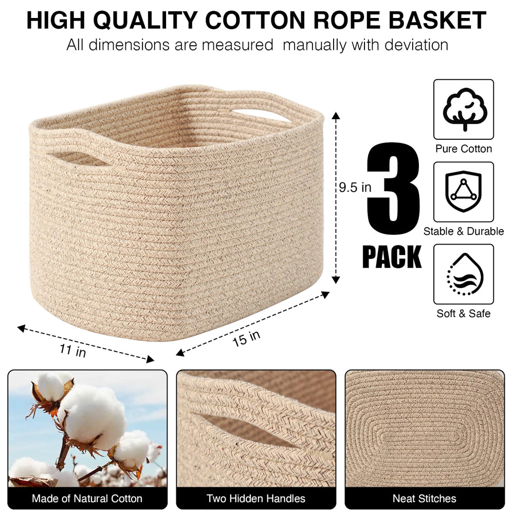 ICERZCZ cotton rope toy basket is sturdy for everyday playtime.