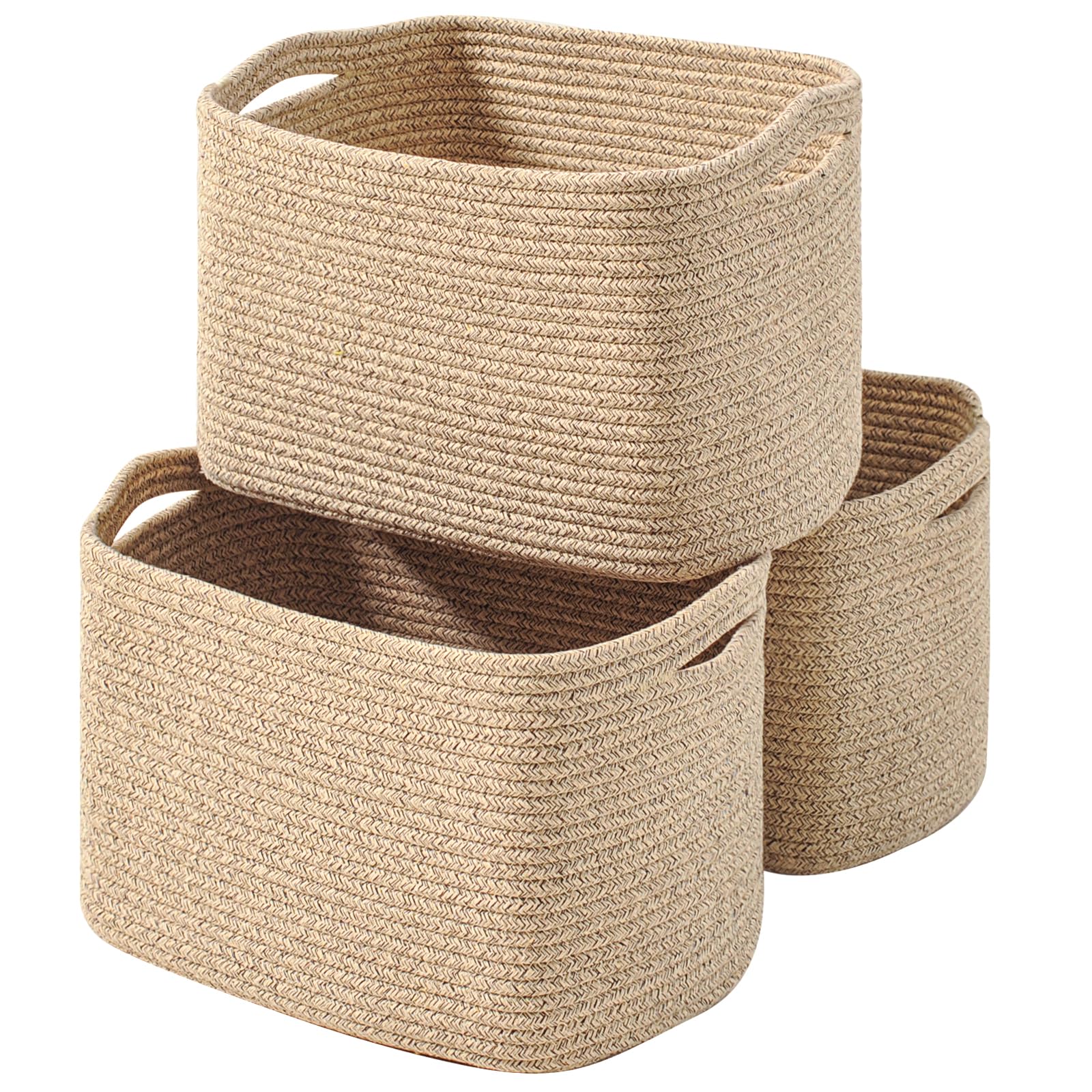 ICERZCZ decorative brown basket on shelf enhances organization and style.
