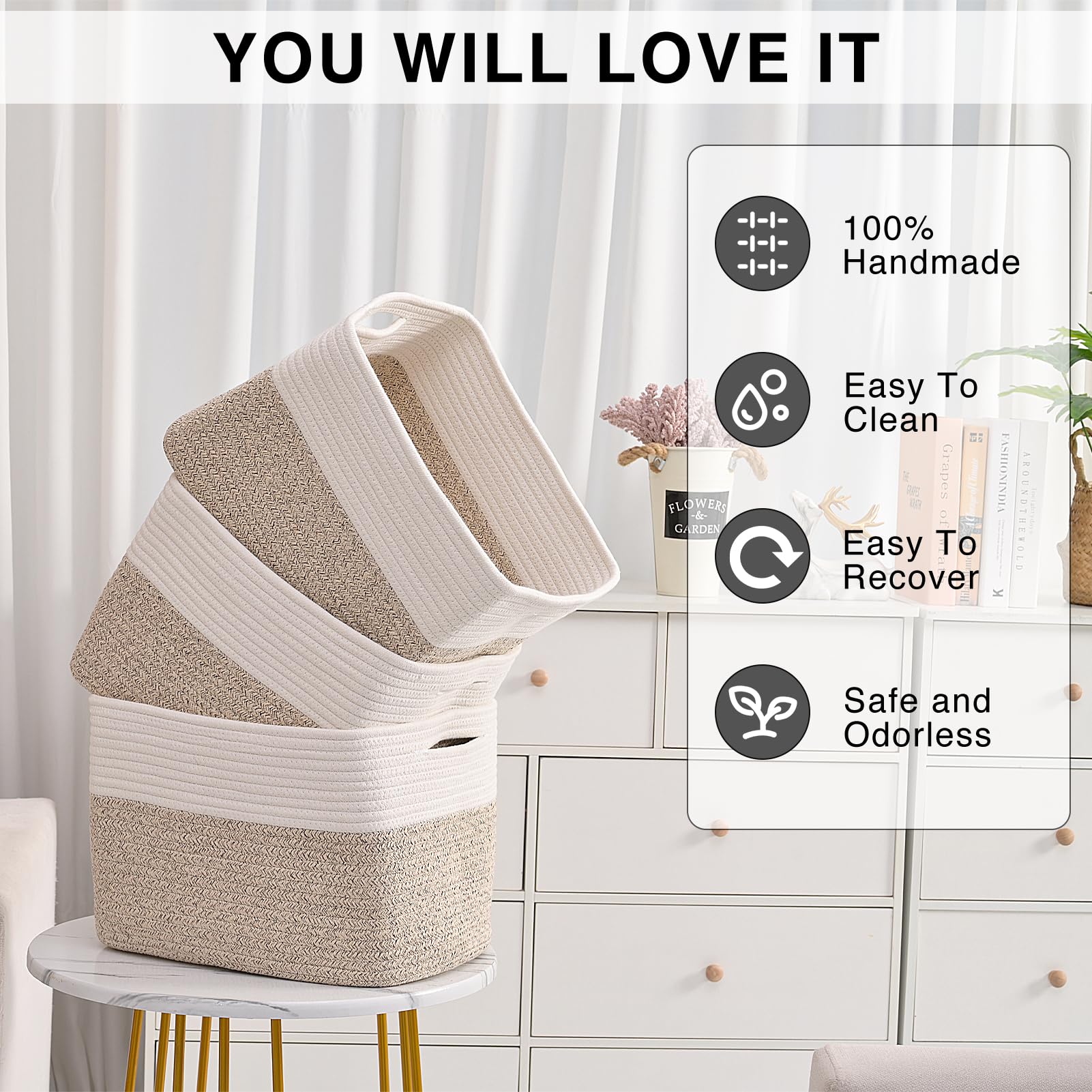 ICERZCZ foldable storage basket for compact storage and easy transport