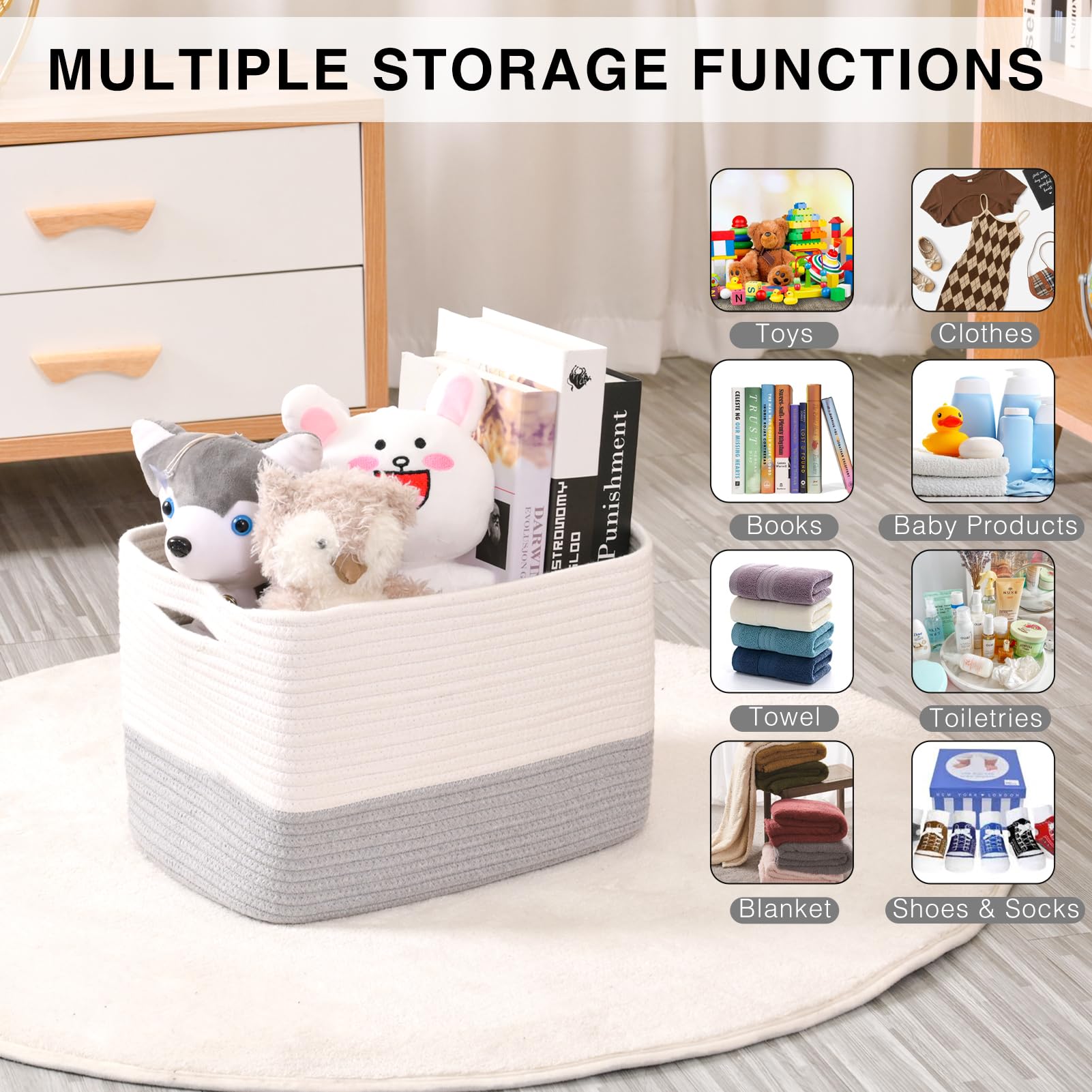 ICERZCZ foldable storage bin, keeps spaces tidy when not in use.