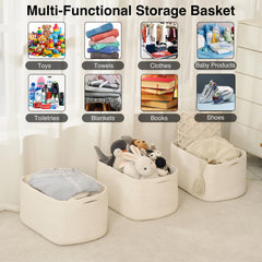 ICERZCZ minimalist white basket adds modern decor to shelves.