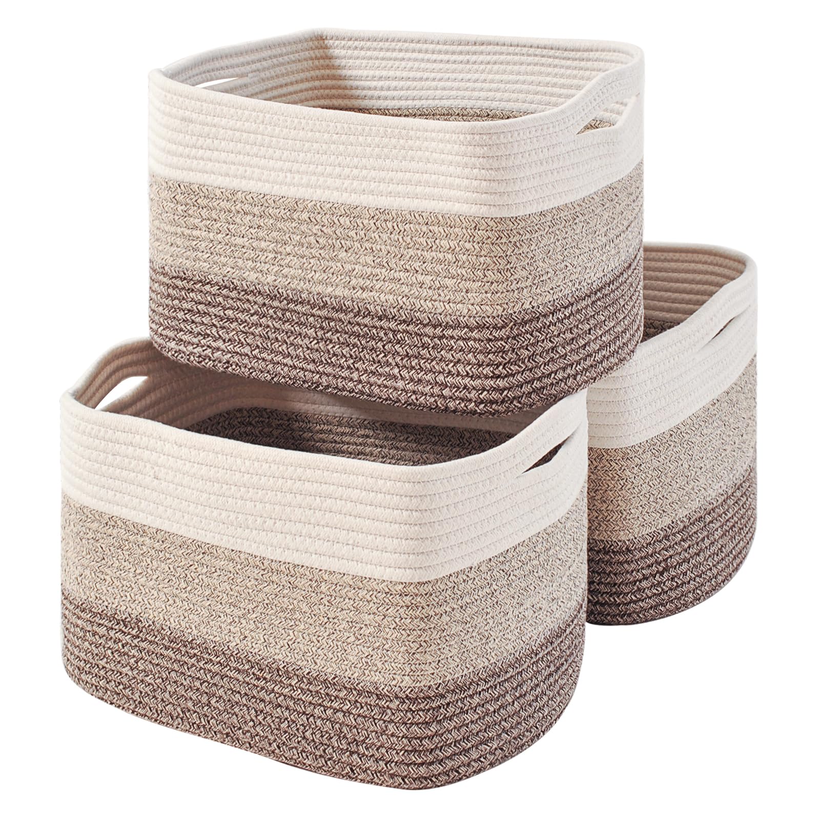 ICERZCZ gradient brown storage basket on a shelf enhances room organization.