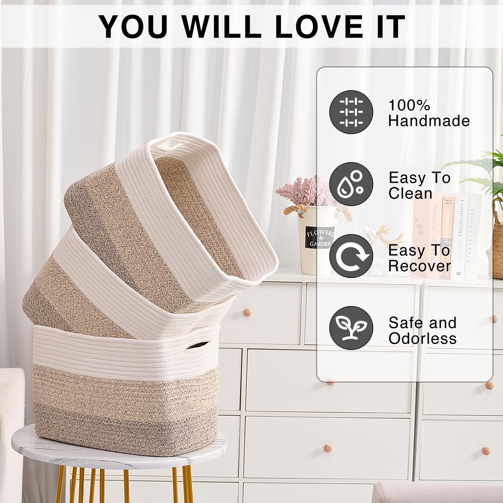 ICERZCZ gradient brown bin adds chic, minimalist decor.