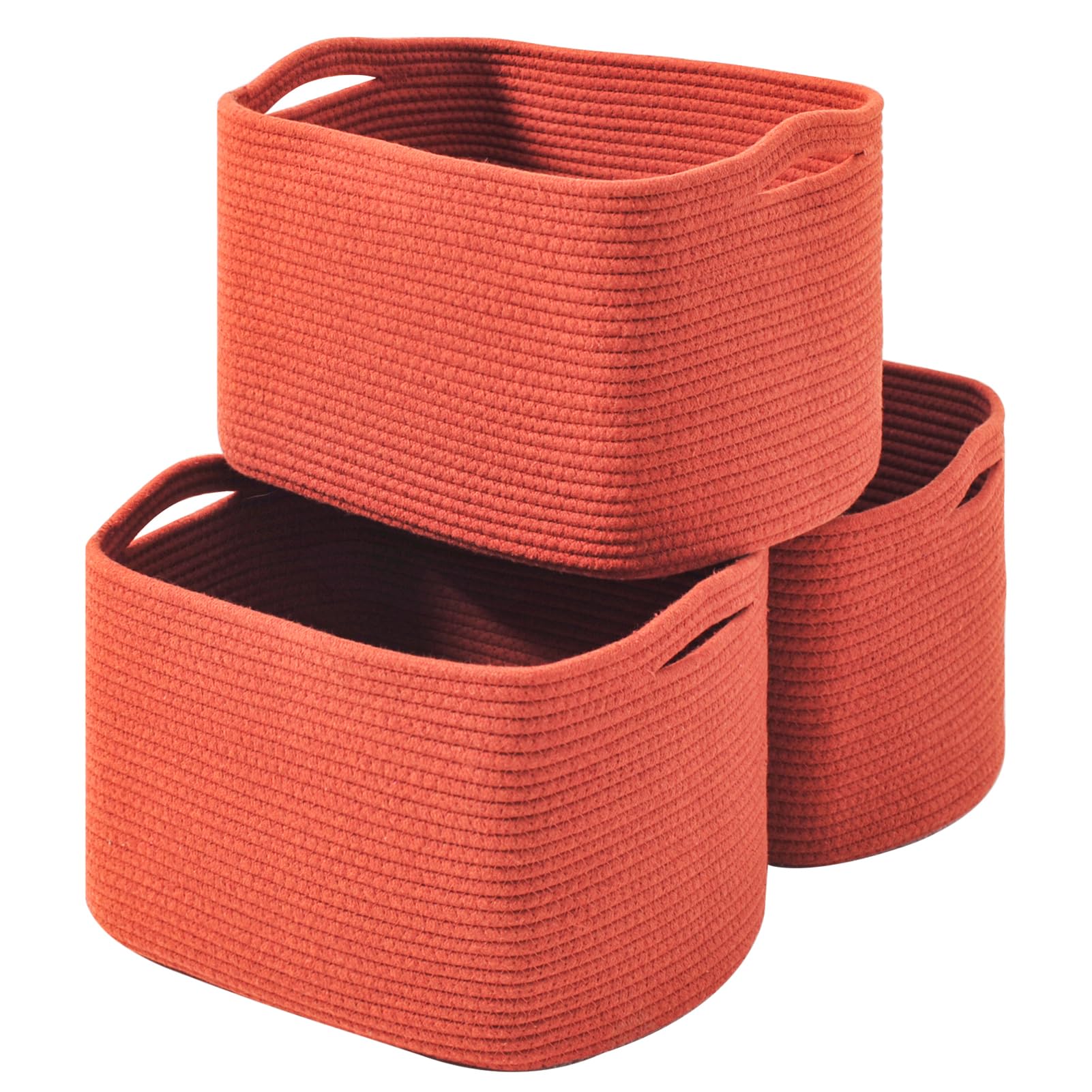 ICERZCZ storage baskets 3-pack brick red on a shelf for organized space