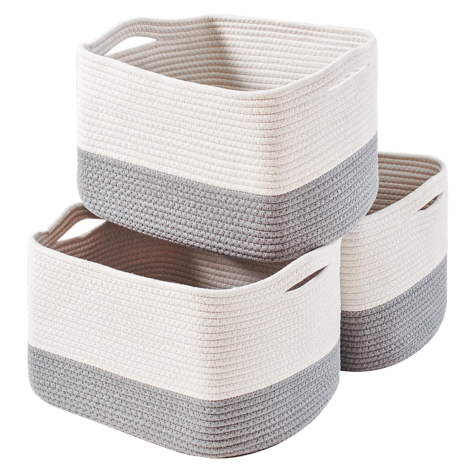 ICERZCZ storage baskets for shelves in off-white and grey, sturdy and versatile.