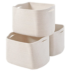 ICERZCZ storage baskets in soft cotton rope organizing nursery items with calm tones