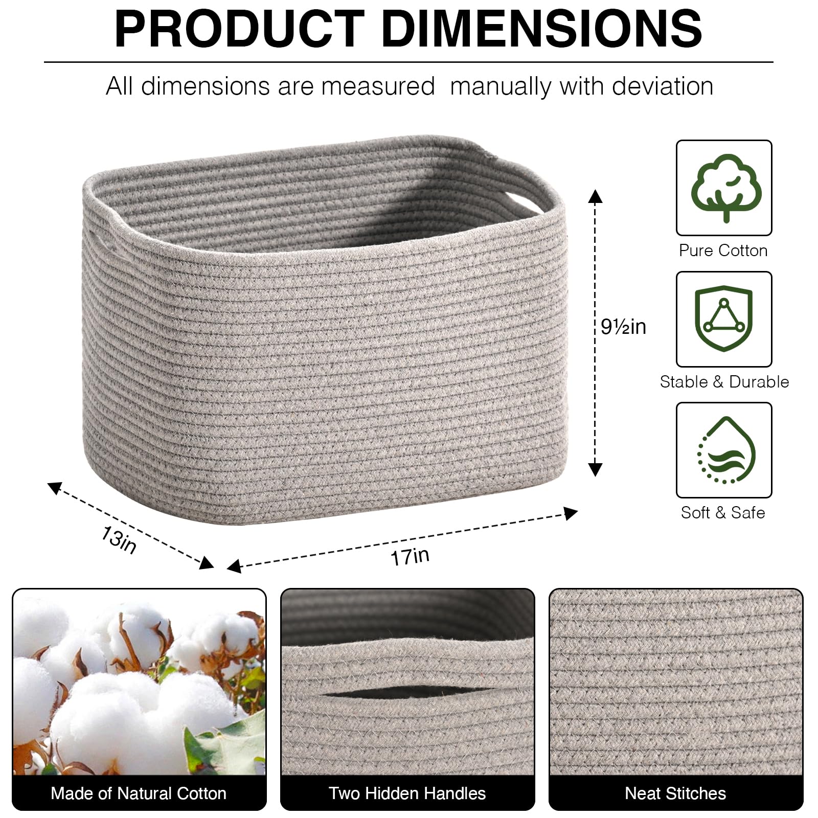 ICERZCZ storage basket close-up weave emphasizes durable rope and timeless style.