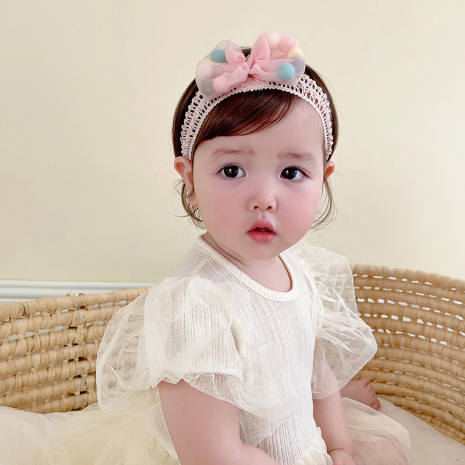 ICKEYOU pink bowknot headband in soft stretch fabric