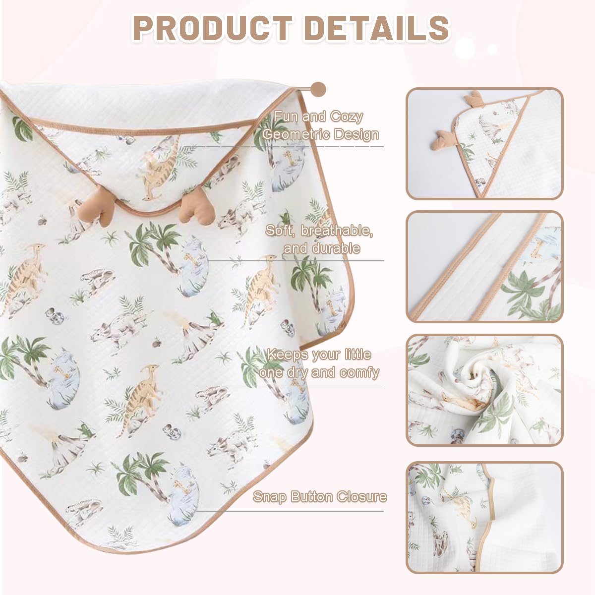 ICKYOU 100% cotton baby towel highlights soft texture and quick-drying fibers