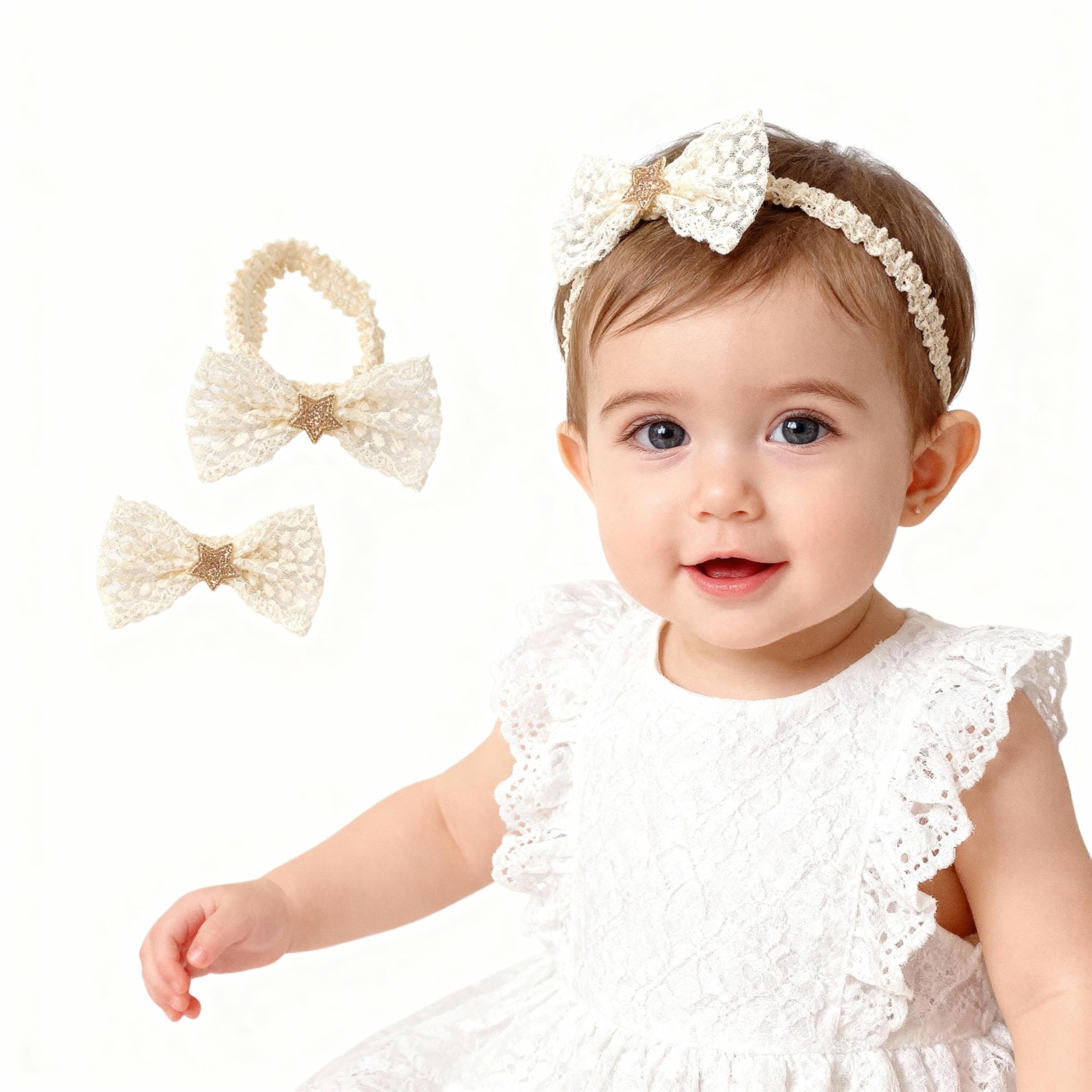 ICKEYOU cute baby bow headband suitable for birthdays and photos.