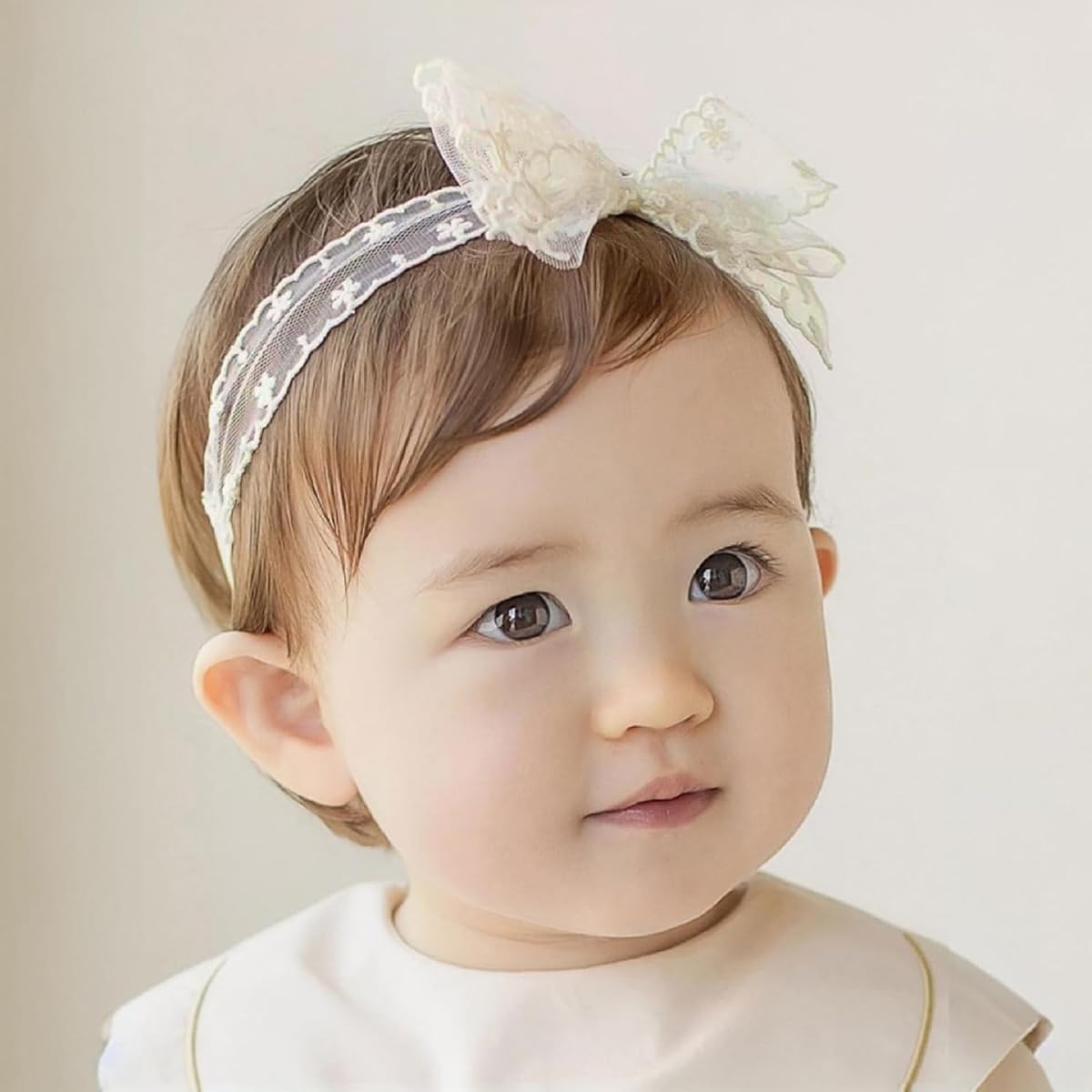 ICKEYOU baby headband with delicate bow for newborn photos