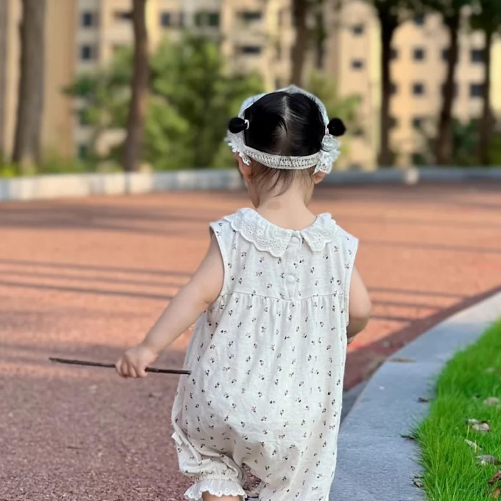 ICKEYOU lace flower bow headband for newborn wear
