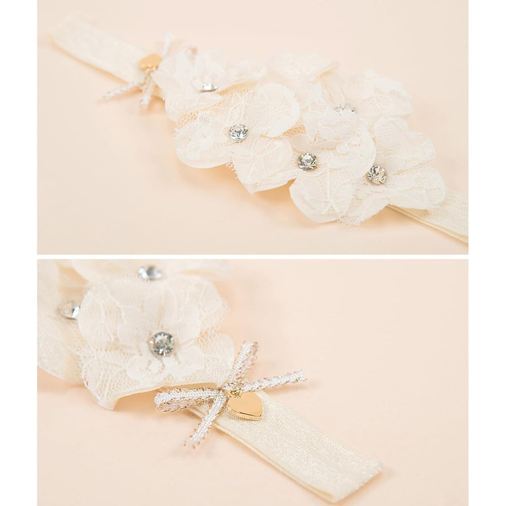 ICKEYOU beige lace flower headband offers a timeless accessory for everyday outfits.