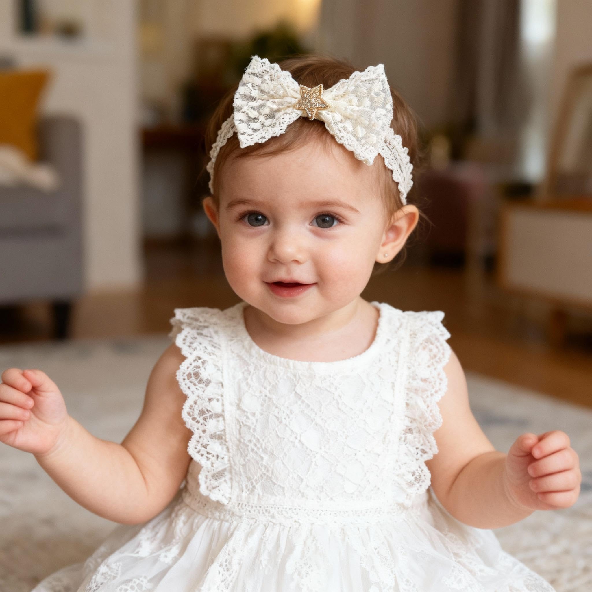 ICKEYOU floral lace headband adds delicate charm and comfort.