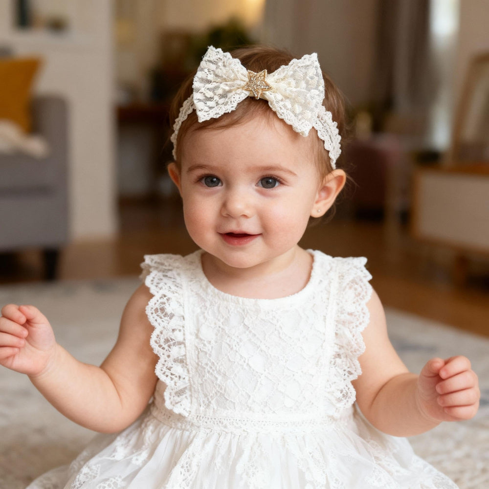 ICKEYOU floral lace headband adds delicate charm and comfort.