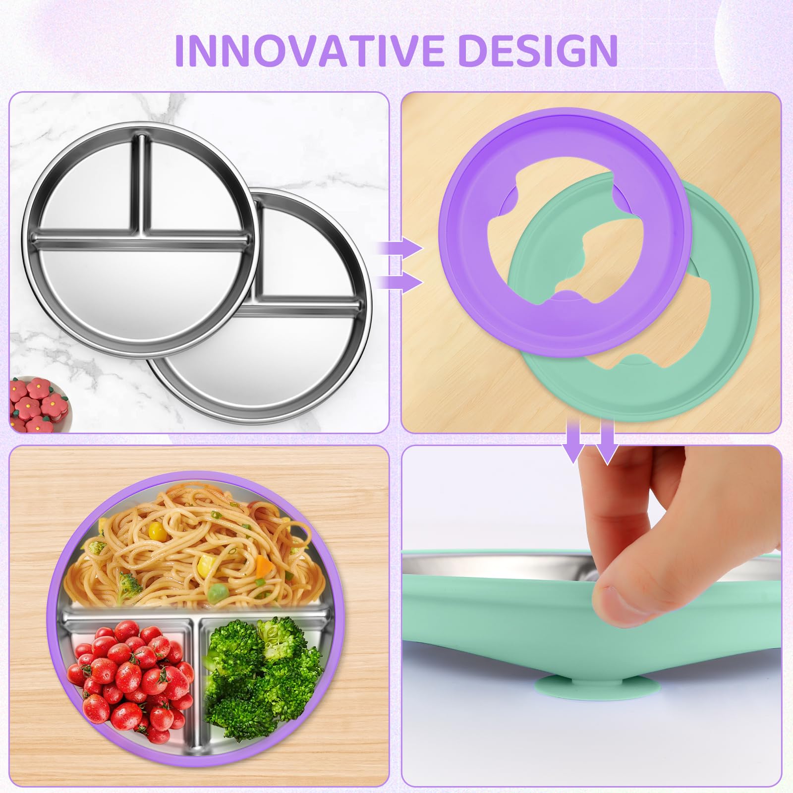 Iconfont dishwasher-safe toddler plate simplifies post-meal cleanup