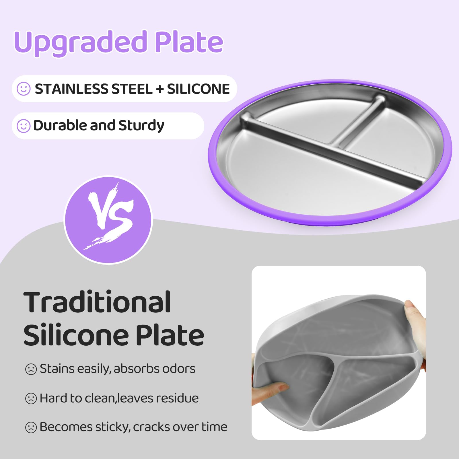 Iconfont stackable toddler plate saves space in small kitchens