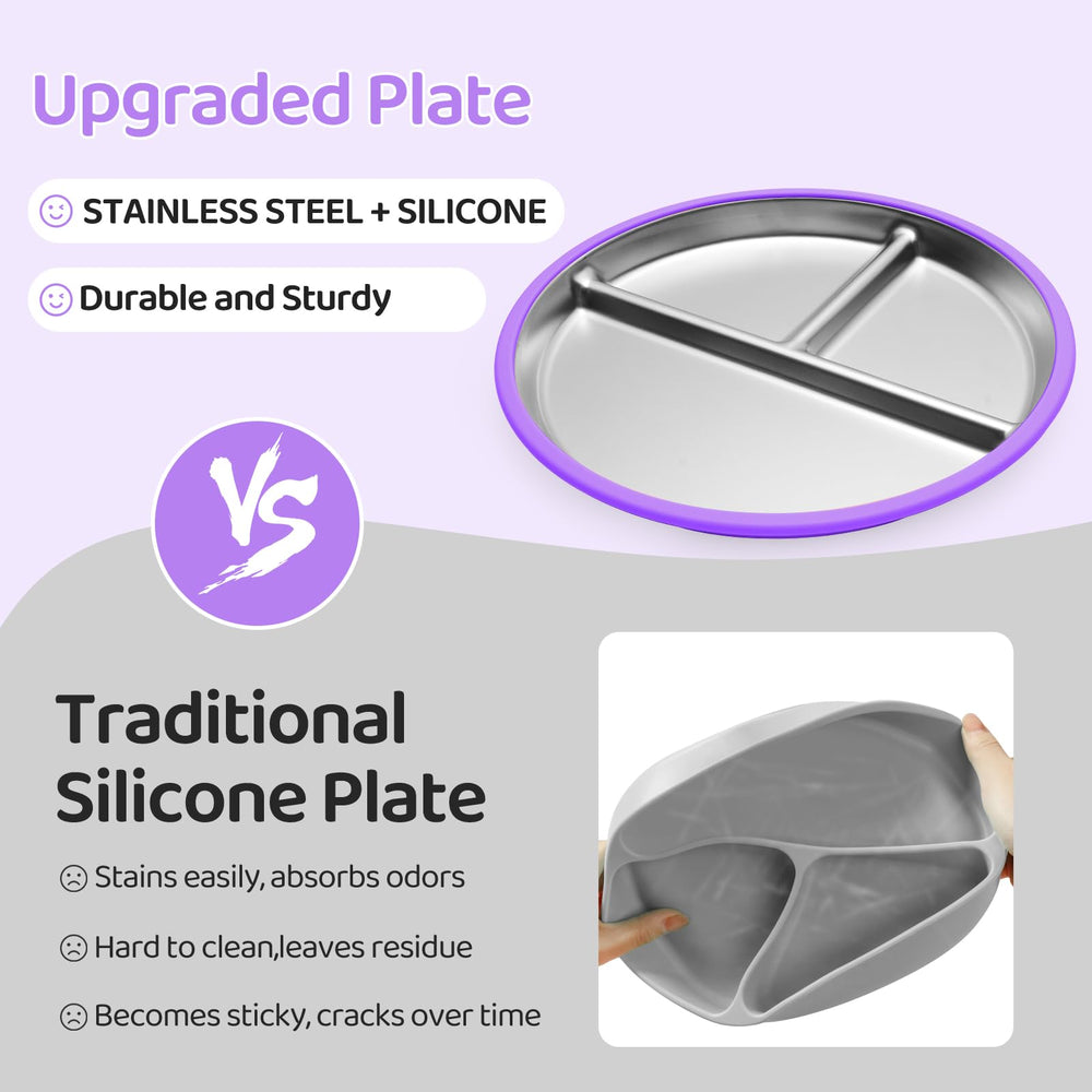 Iconfont stackable toddler plate saves space in small kitchens