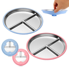 Iconfont toddler plate with nine-inch suction keeps meals contained during toddler meals.