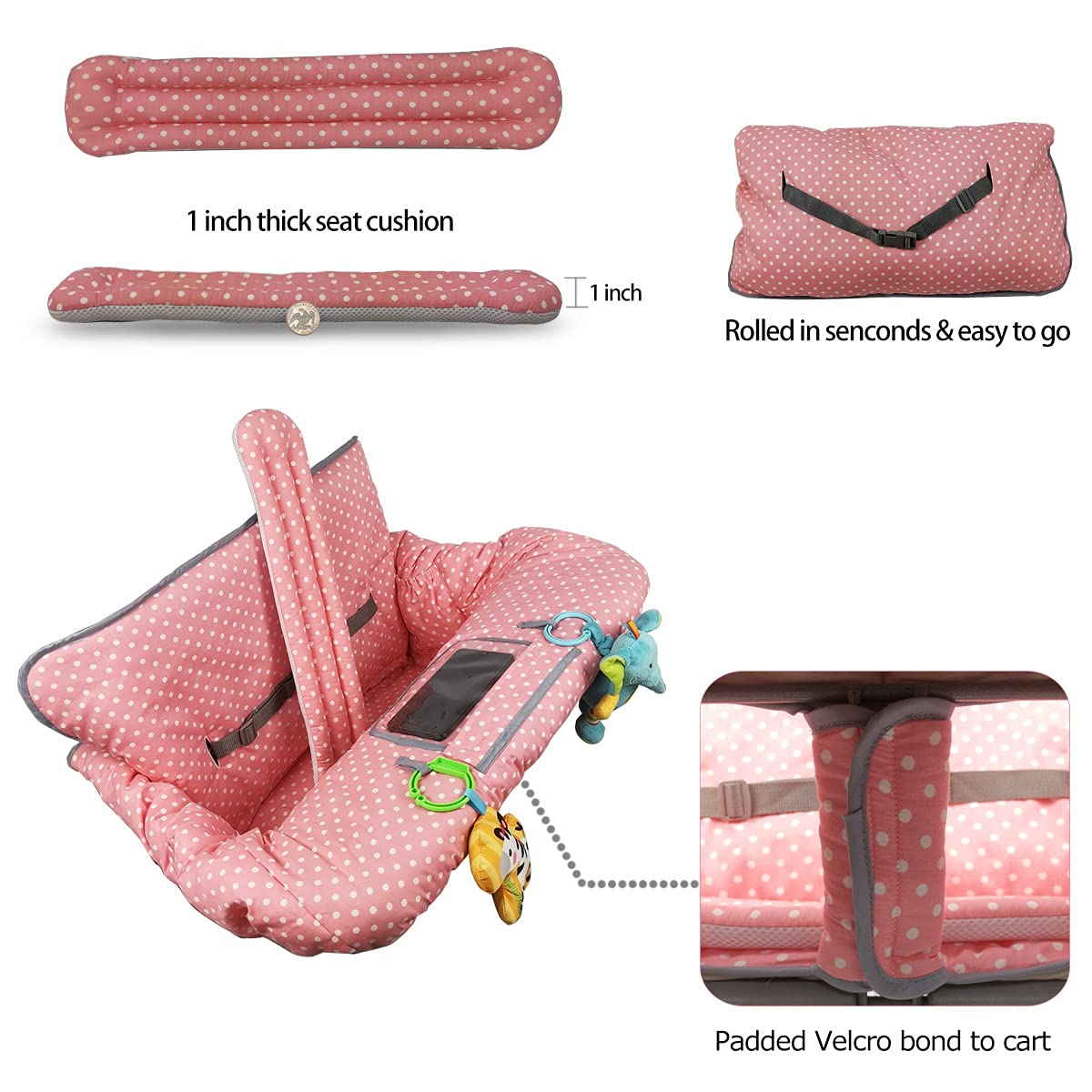 ICOPUCA machine-washable cart cover for quick cleanup after shopping.