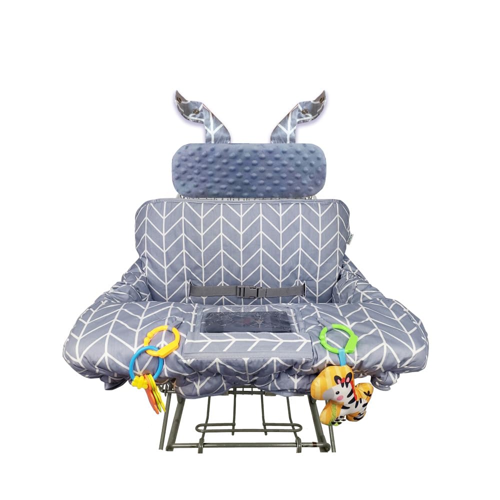 ICOPUCA baby shopping cart cover protects against dirty surfaces while keeping baby comfortable.