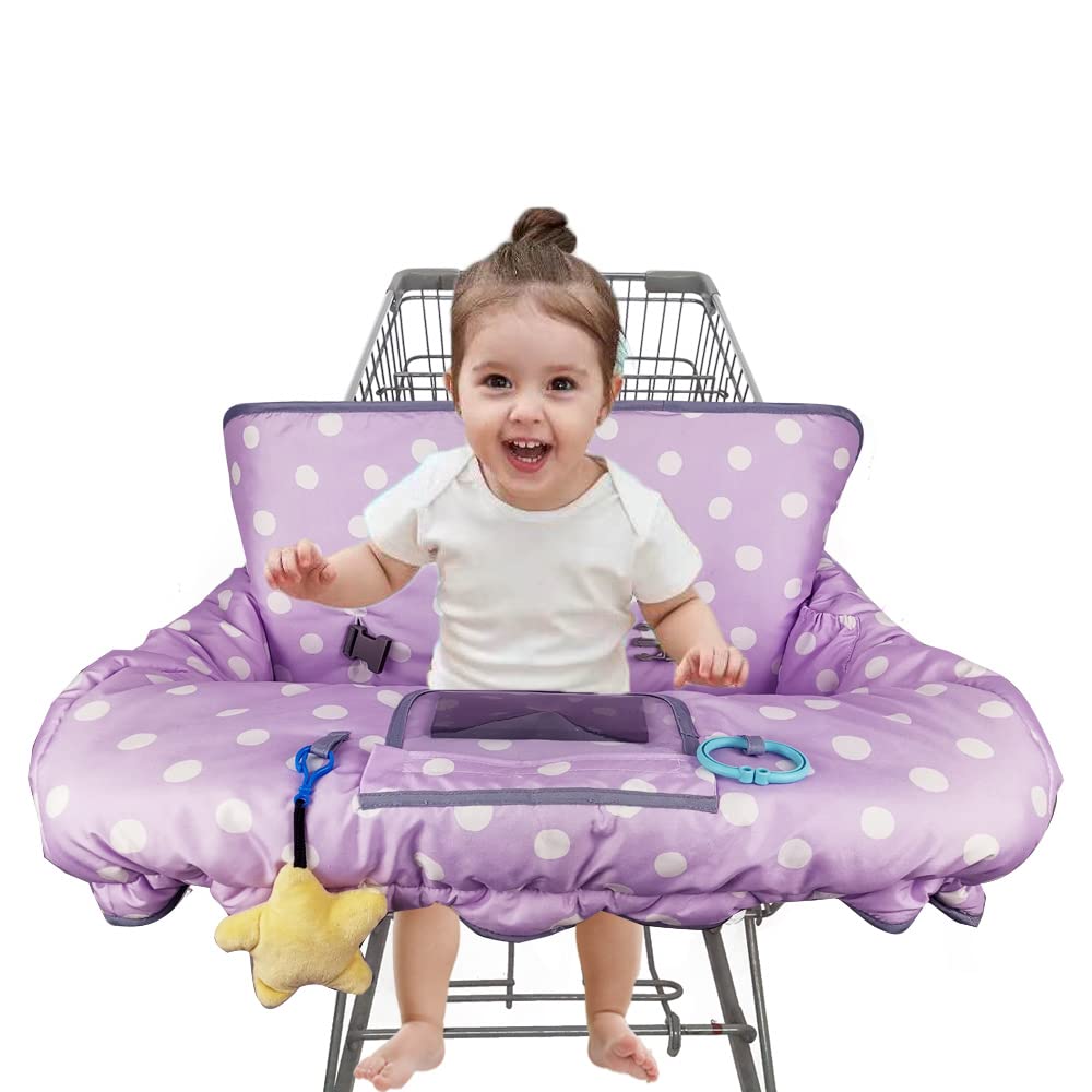 ICOPUCA shopping cart cover purple dot high chair use shows universal fit