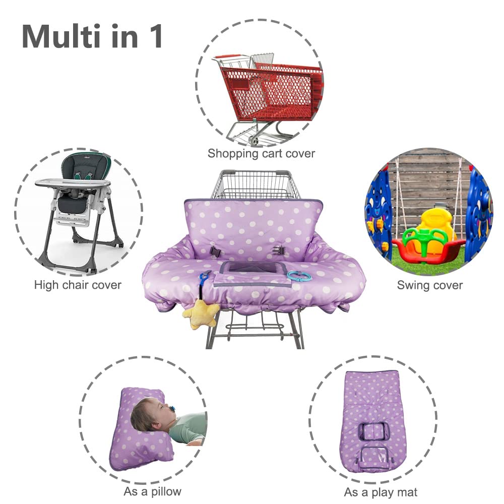 ICOPUCA shopping cart cover purple dot side view cozy padding for comfort