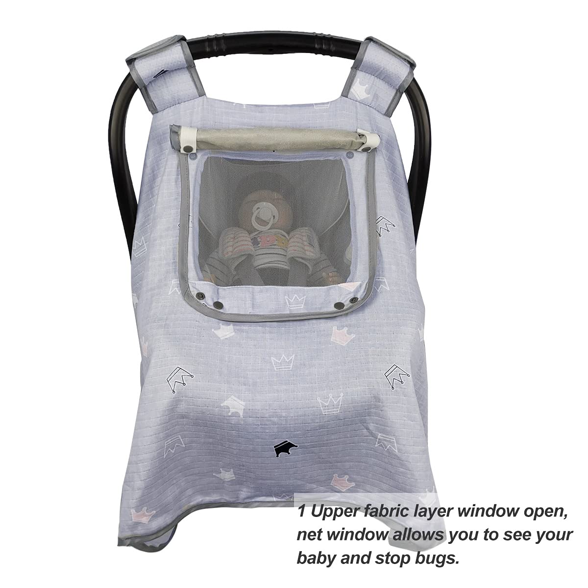 ICOPUCA universal-size car seat canopy is machine washable for easy care.
