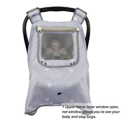 ICOPUCA universal-size car seat canopy is machine washable for easy care.