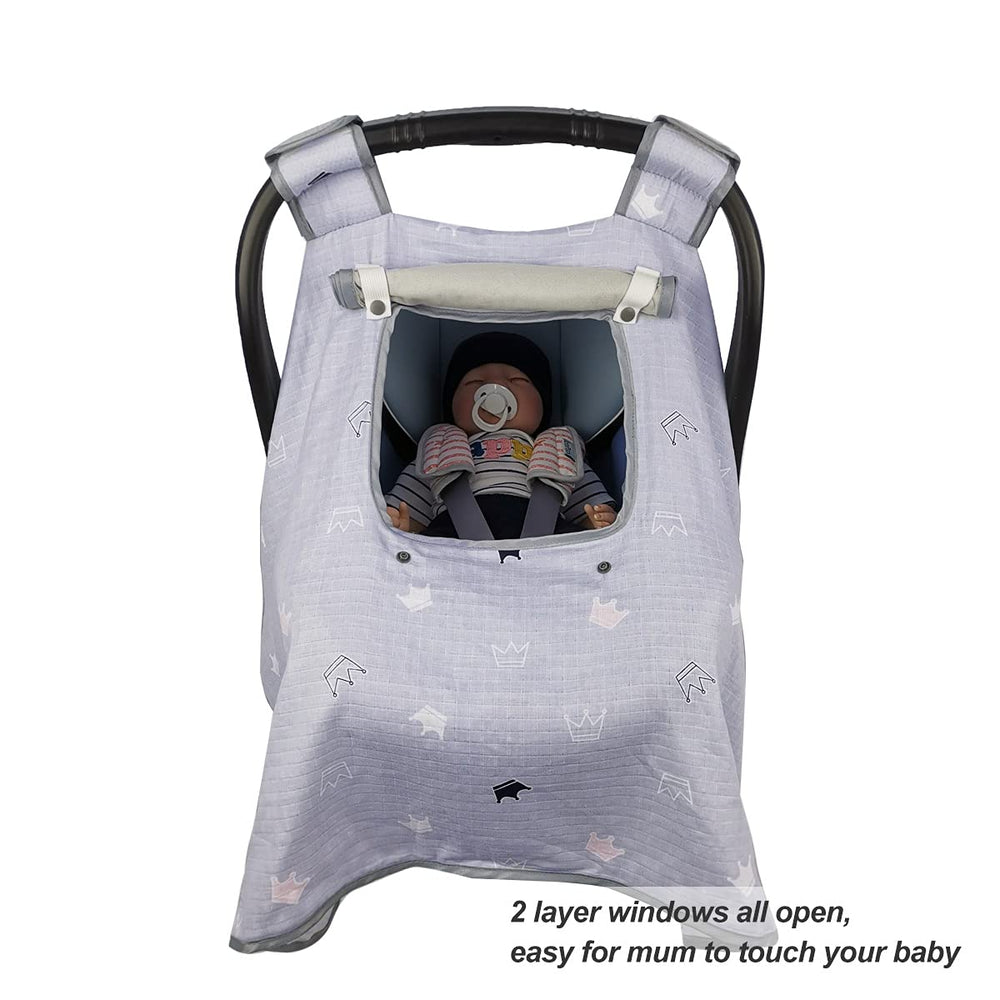 ICOPUCA window canopy lets baby see outside and stay engaged with surroundings.