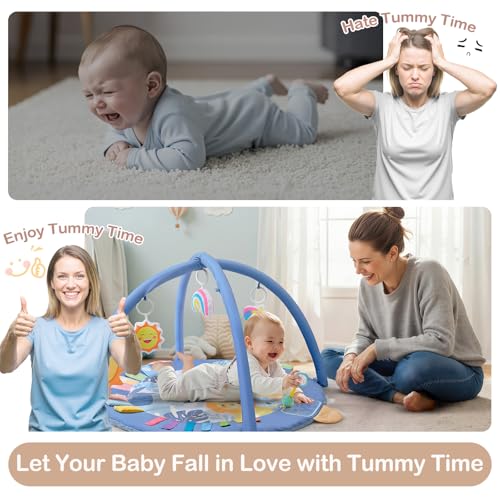 ICOSY play mat with animal designs boosts visual interest during tummy time.