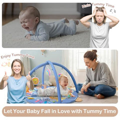 ICOSY play mat with animal designs boosts visual interest during tummy time.