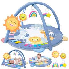 ICOSY Baby Play Gym Mat with hanging toys encourages sensory play for infants.