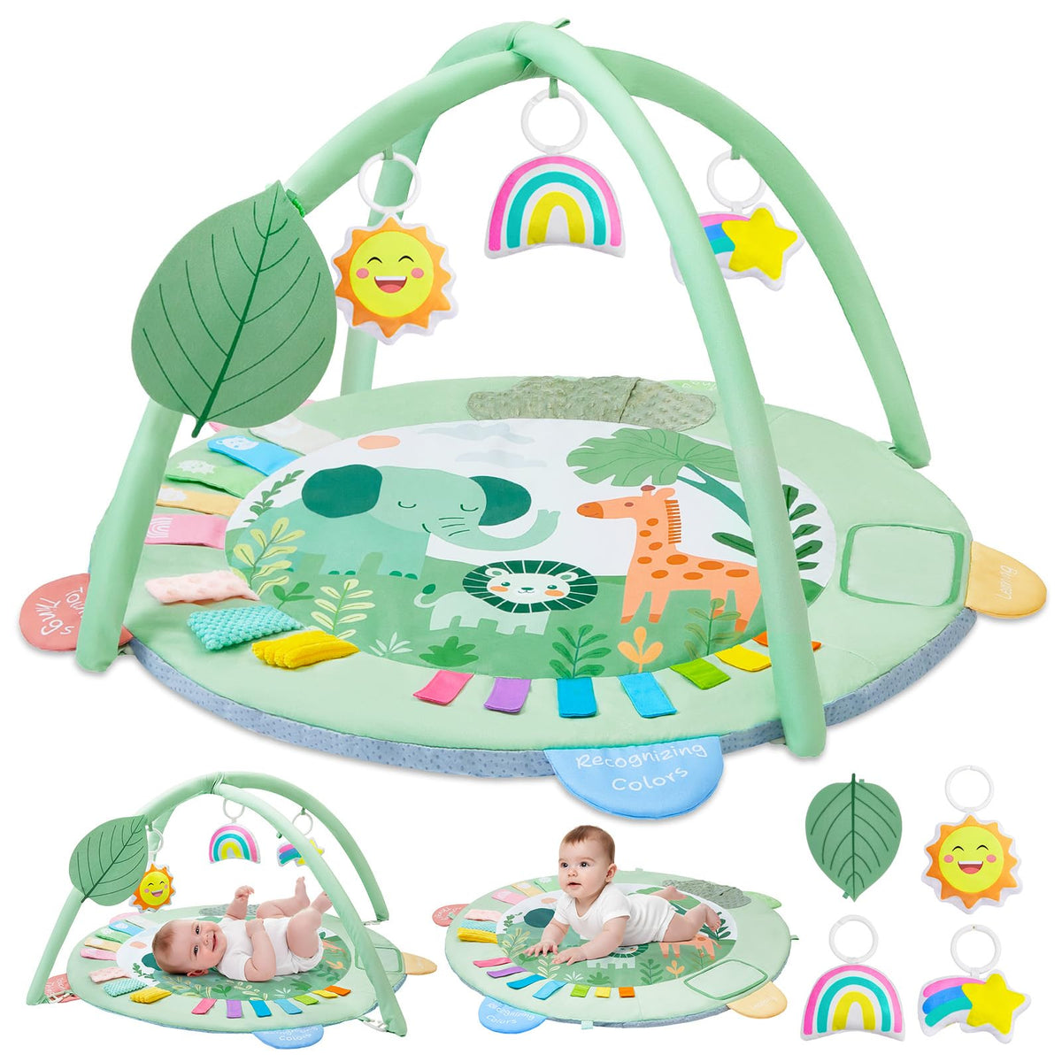 ICOSY baby play gym mat surface for tummy time and sensory exploration.