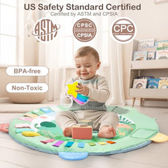 ICOSY sound-toy close-up with squeezable prompts for curiosity.