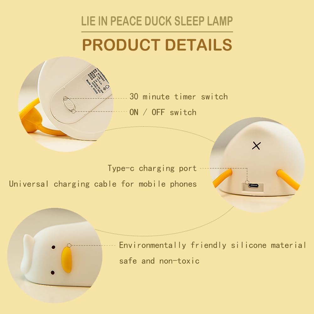 Icotoibabie duck night light 3-level dimming adapts lighting
