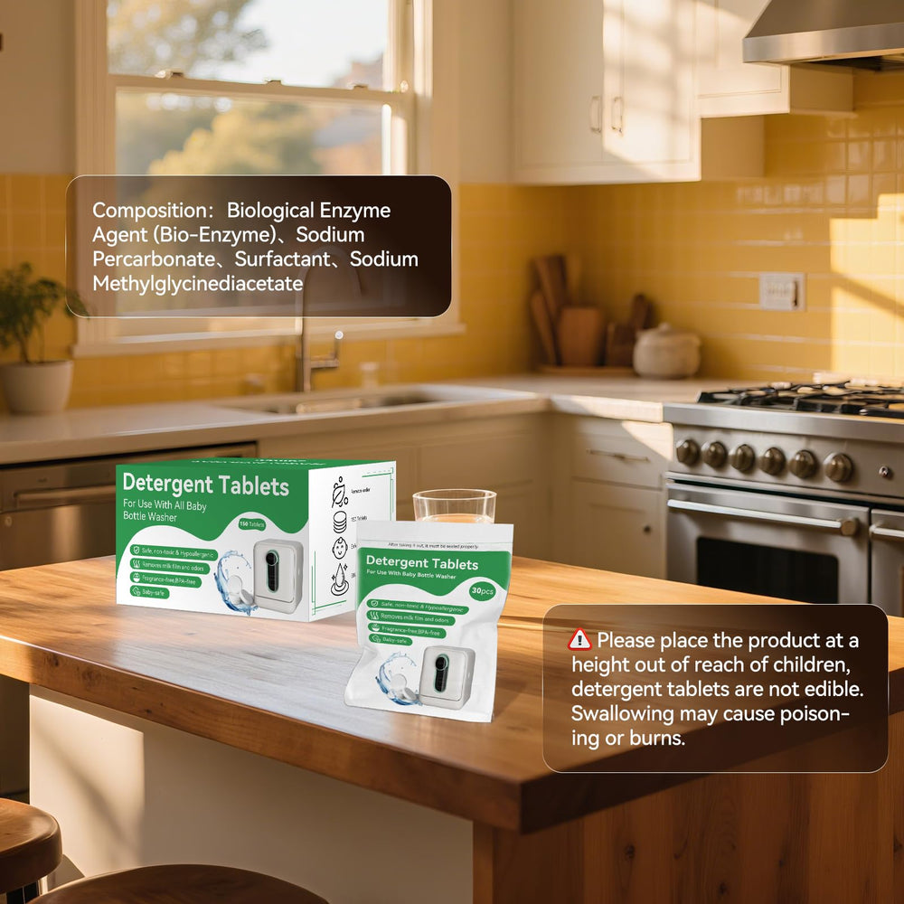 One-tablet-per-cycle use demonstrated for simple bottle cleaning