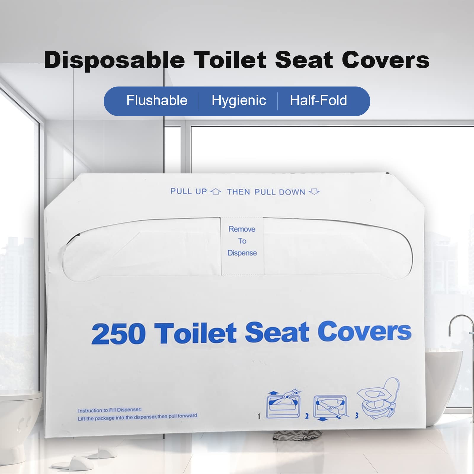 ICWEIMEI half-fold cover placed on a toilet seat.