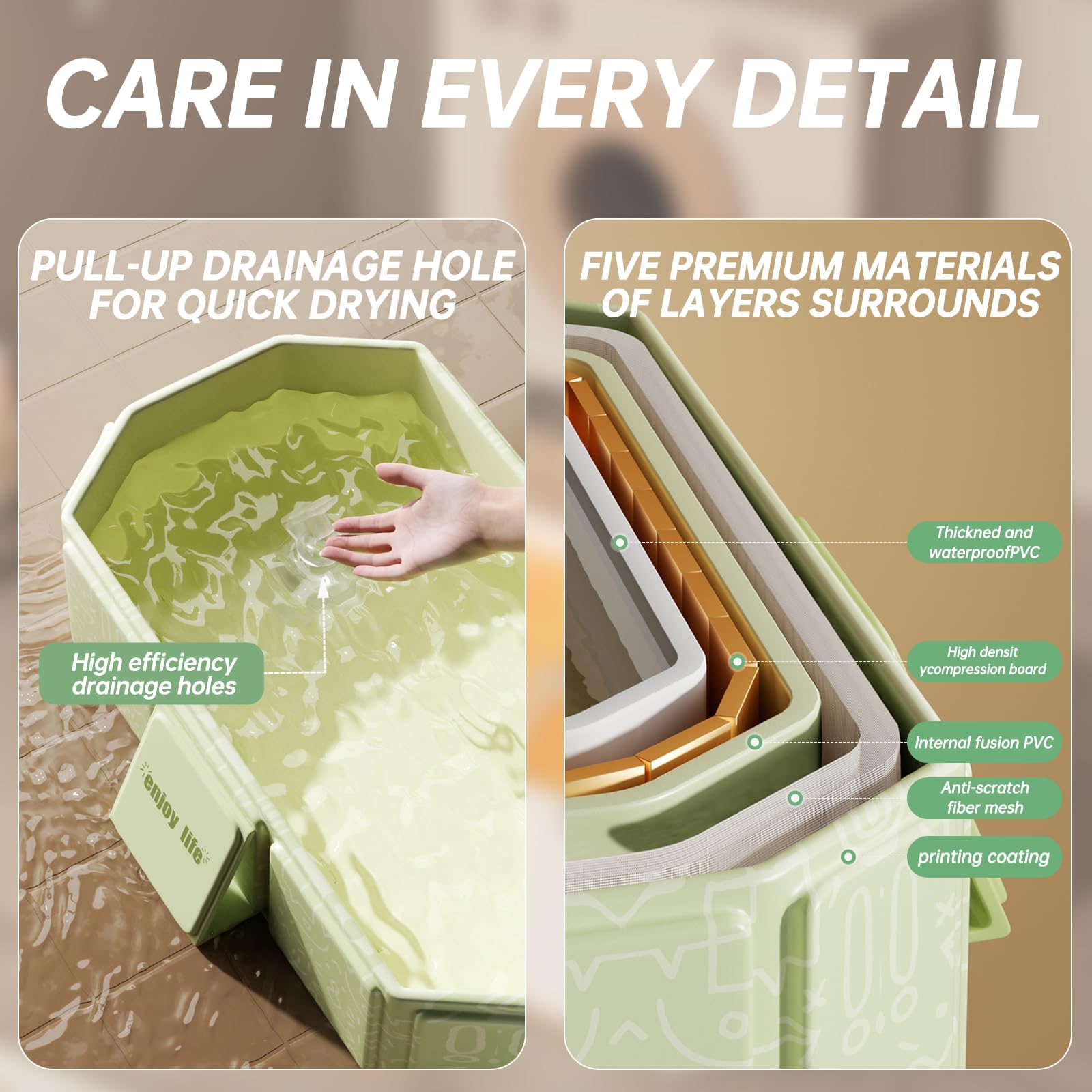 IcyByte heat-resistant materials in collapsible baby bathtub endure folding.
