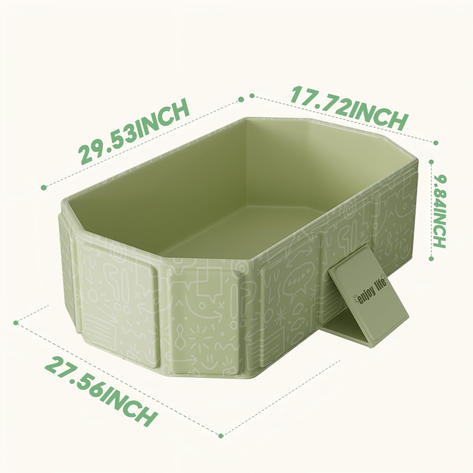 IcyByte collapsible baby bathtub open dimensions showcase roomy bathing area.