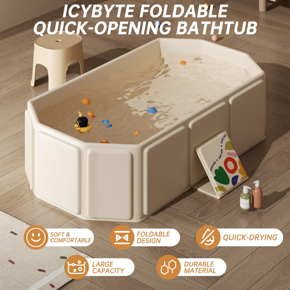 IcyByte tub with non-slip base provides stable bathing on wet surfaces