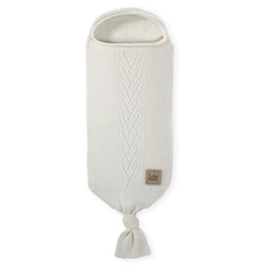 IDA KNITWEAR cocoon blanket in soft Hattush yarn offers breathable warmth for newborns.