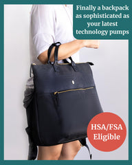 IDAHO JONES Airedale backpack with fold-out workspace for a clean pumping setup.