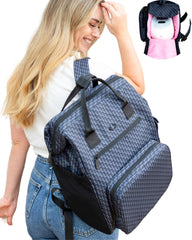 IDAHO JONES breast pump bag backpack front view with insulated cooler for on-the-go storage.