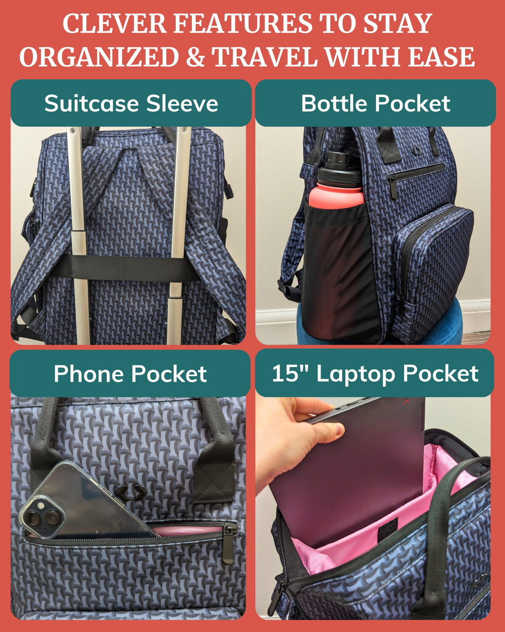 IDAHO JONES ergonomic shoulder straps provide comfortable wear throughout the day.