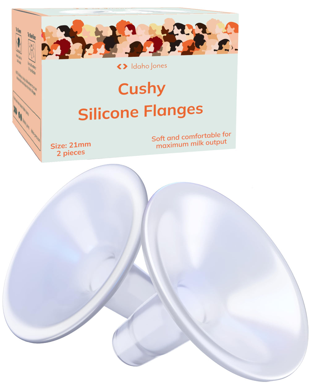 IDAHO JONES Cushy Silicone Flanges 21mm front view showing soft cushion for comfort