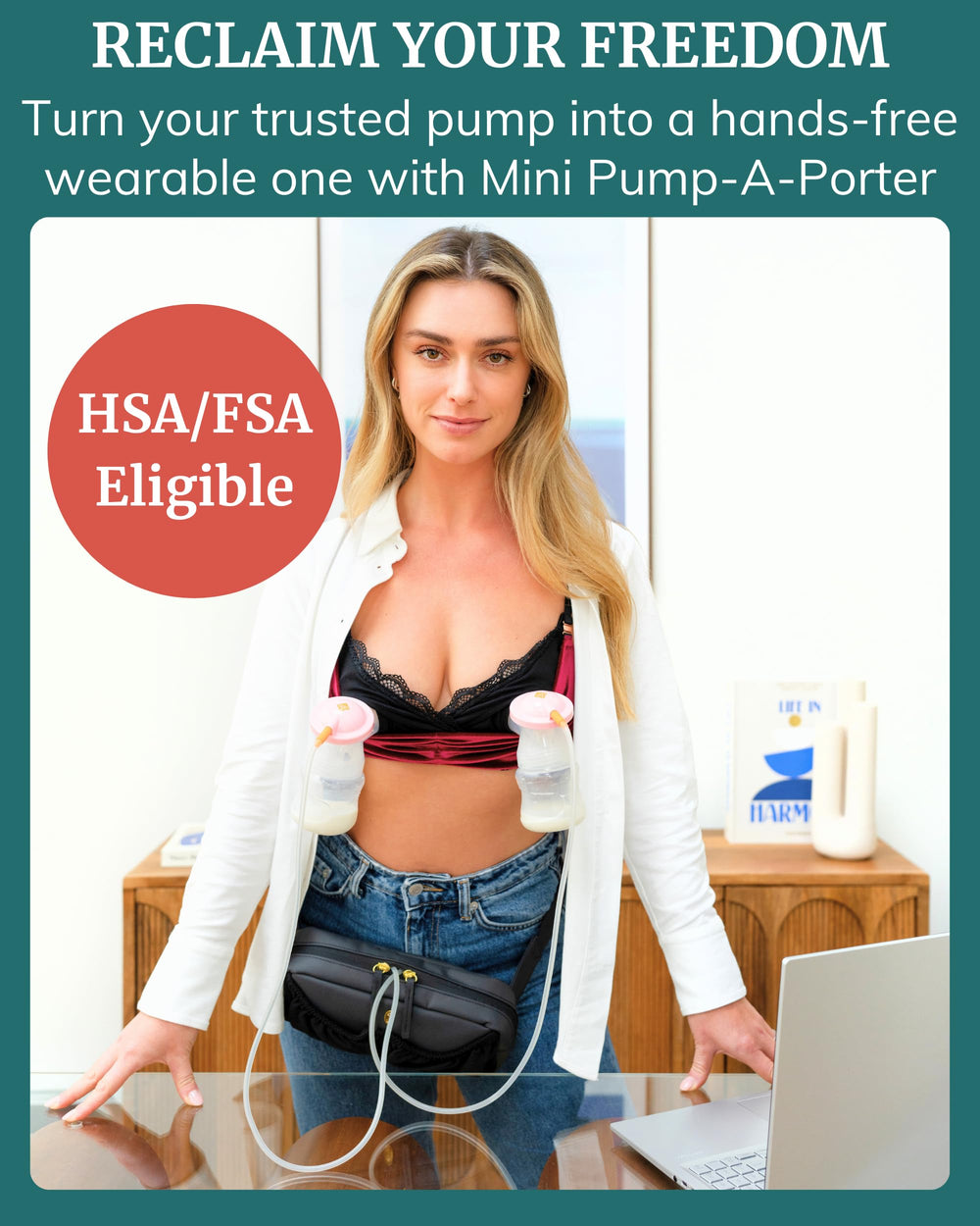IDAHO JONES Pump Bag waist-wrap offers comfortable support during busy days